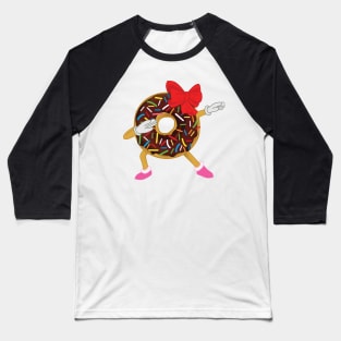 Funny Dabbing Girl Birthday Gift Chocolate Sprinkles Donut Baseball T-Shirt